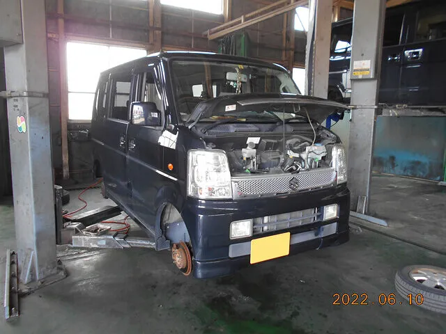 掛川市　バッテリー交換　エンジンのかかりが弱い　スズキ エブリイワゴン｜車検・整備