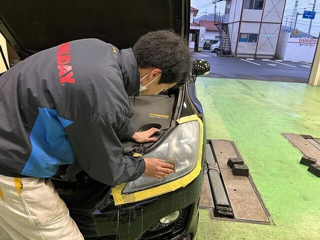 トヨタ クラウン　ヘッドライトコーティング｜出雲市　コーティング