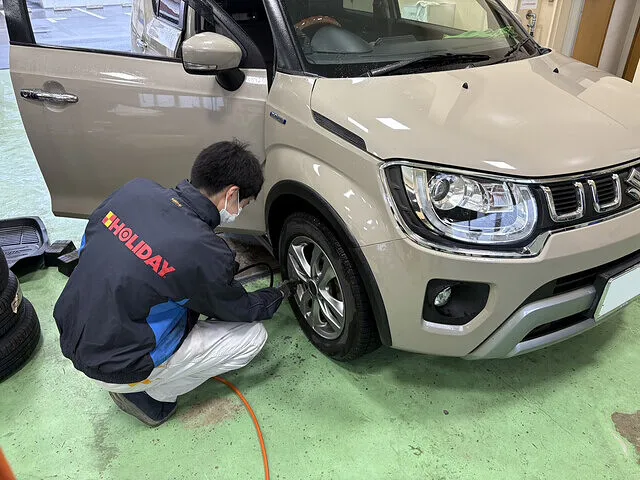 出雲市　スズキ イグニス　法定12ヵ月点検　エンジンオイル交換・ブレーキパッド交換│車検・整備