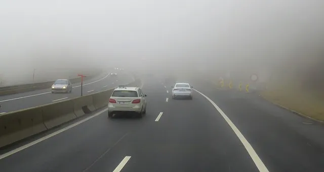 霧の中での運転は危険！