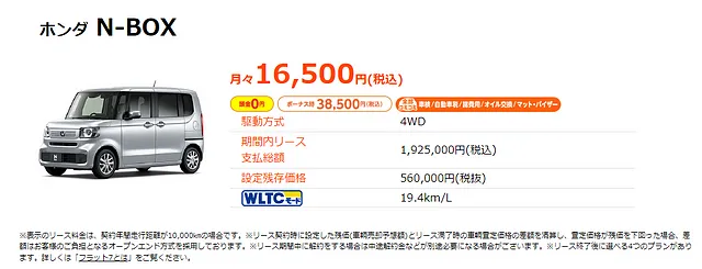 福井県大野市で新車のN-BOXを月々1万円台で乗る方法