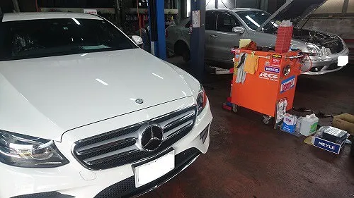 メルセデス・ベンツE220d 車検整備＆ガラスコーティング（ボディ＆ホイール） 半田市 Bosch Car Service 巽自動車