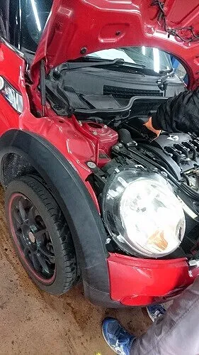 BMW-MINIクーパーS6速MT エンジン始動不良（かかり悪し）ヒーター効き悪し（不良）