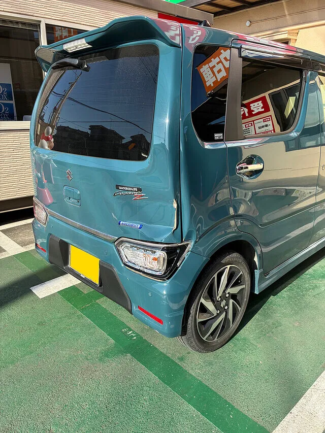 つくば市　鈑金塗装｜リアバンパー・リアゲート交換・クォーターパネル修理　スズキ ワゴンR カスタム　自費修理