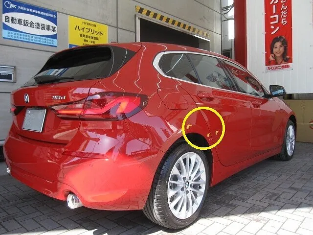 ＢＭＷ 118ｄ　右リアドア・右クォーターパネル キズヘコミ修理│大阪市平野区 鈑金塗装