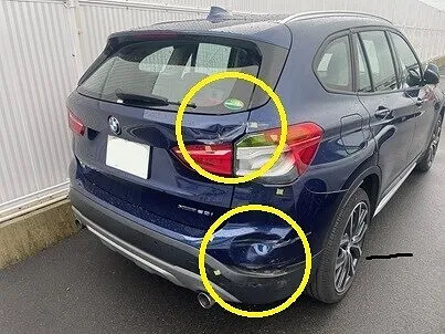 BMW　X1　リアゲート 右クオーターパネル　キズ・ヘコミ修理│大阪市平野区　鈑金塗装