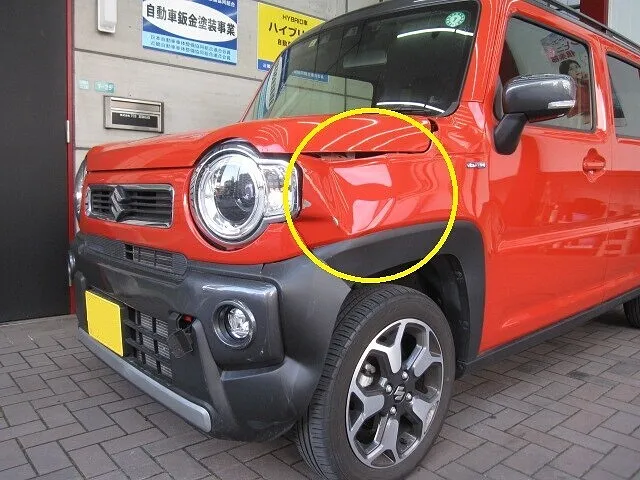 スズキ ハスラー　フロントフェンダー フロントバンパー ヘッドライト交換　内板修正　│大阪市平野区　鈑金塗装