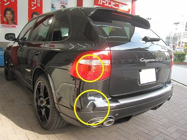 ポルシェ カイエン　リアバンパー　キズ・ヘコミ修理│大阪市平野区 鈑金塗装