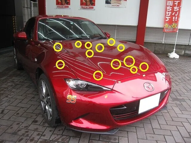 マツダ　ロードスター　雹害　キズヘコミ修理 │大阪市平野区 鈑金塗装 全塗装 保険修理