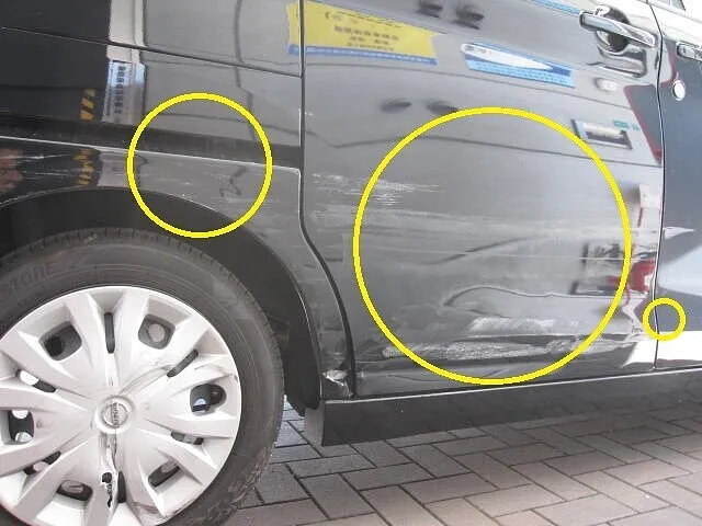 ニッサン ルークス　リアドア・クォーターパネル交換 キズ・ヘコミ修理│大阪市平野区　鈑金塗装　保険修理