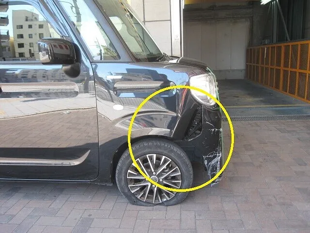 スズキ　スペーシア 　フロントバンパー　フロントフェンダー交換│大阪市平野区　鈑金塗装　保険修理