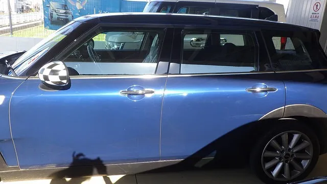 ミニクーパー　左リアドア　キズ修理　板金塗装　車修理　カーサービスシンワ