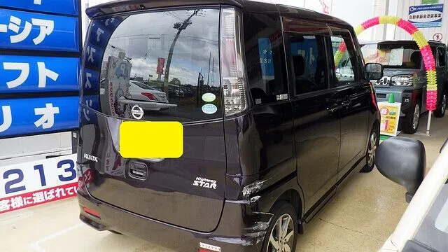 日産　ルークス　リアバンパー　右リアクォーターパネル　キズヘコミ修理　鈑金塗装修理　泉南市のお客様　カーサービスシンワ