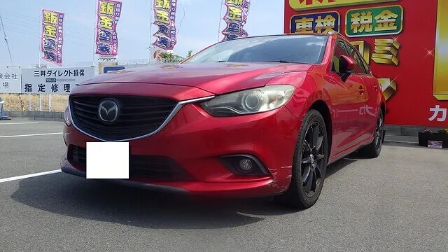 マツダ　アテンザ　フロントバンパー　鈑金　塗装　泉佐野市から来店
