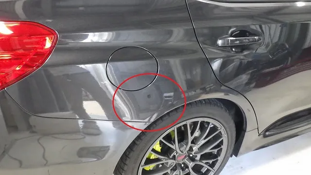 スバルWRXの修理事例　キズへこみ修理は泉佐野市カーサービスシンワへ