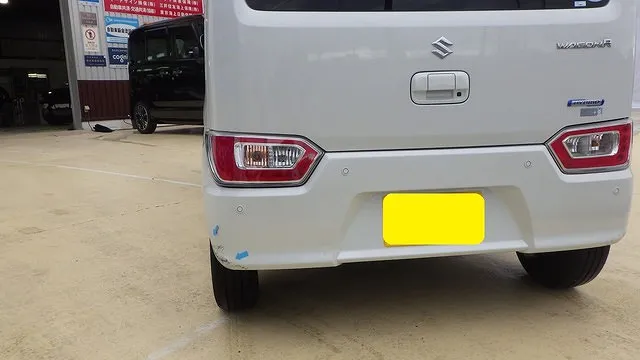 suzuki　ワゴンR　リアバンパー　鈑金塗装修理　泉州　南大阪　堺　泉大津　高石　和泉　岸和田　忠岡　貝塚　熊取　田尻　泉南　阪南　岬　泉佐野　カーサービスシンワ