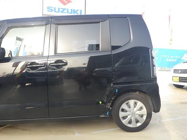 ホンダ　N-BOX　左スライドドア　クォーターパネル　キズ　鈑金塗装修理　南大阪　泉州　和歌山　泉佐野　カーサービスシンワ