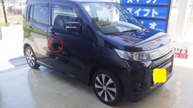 スズキ　ワゴンR　ドアパンチ被害　キズ　修理内容　大阪府貝塚市より　カーサービスシンワ