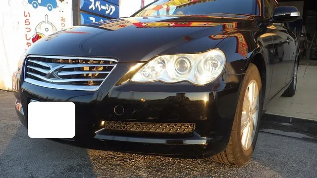 トヨタ　マークX　フロントバンパー　キズ修理　ｷｬﾝﾍﾟｰﾝ　激安　カーサービスシンワ