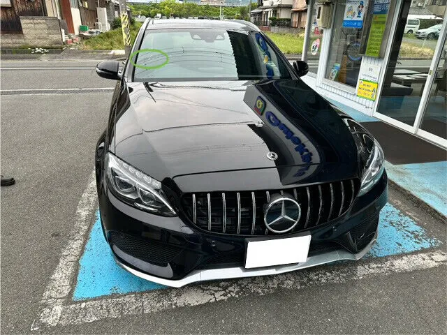 メルセデスベンツ W205　飛び石キズ修理　フロントガラス交換　エーミング　保険修理│高山市　輸入車修理