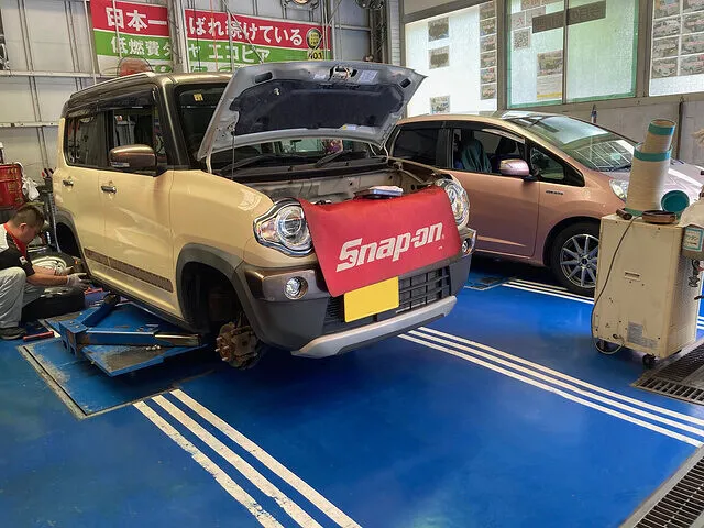 スズキ ハスラー　変更登録・法定12ヵ月点検・タイヤ履き替え｜東京都三鷹市　車検・整備