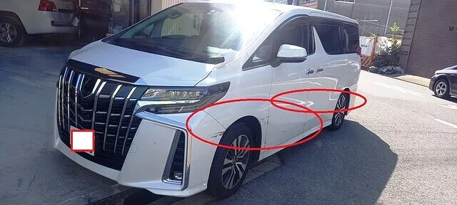 大阪市　板金塗装　アルファード　側面修理　