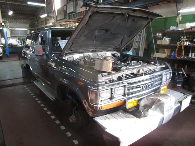 ★ランクル６０エキパイ交換事例ランクル６０の部品あります　車検事例　佐賀県・小城市・協和自動車