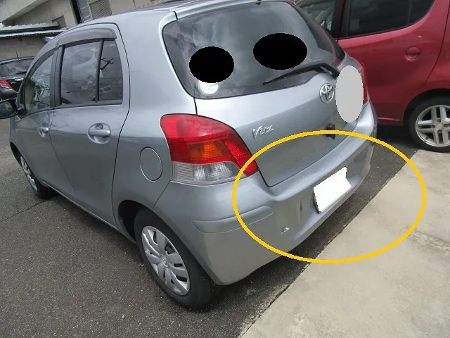 ★トヨタヴィッツ　追突被害　骨格板金修理　佐賀県・小城市・協和自動車