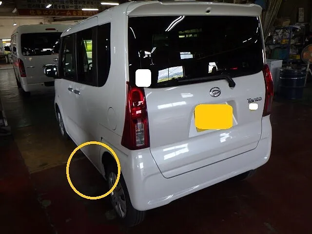 ダイハツタント　リアタイヤ前のへこみを直してみた