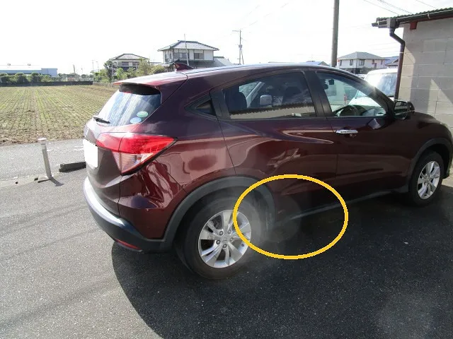 ★ヴェゼル　オーバーフェンダーでは凹みは防げません　佐賀県・小城市・協和自動車