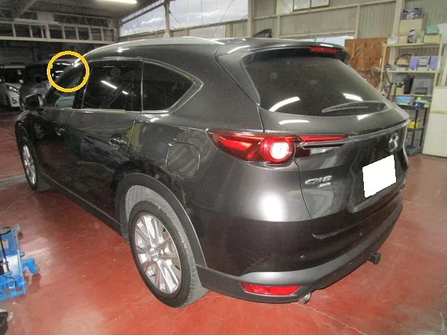 ★CX-8　フロントピラーへこみ修理　ドアを外して　佐賀県・小城市・協和自動車
