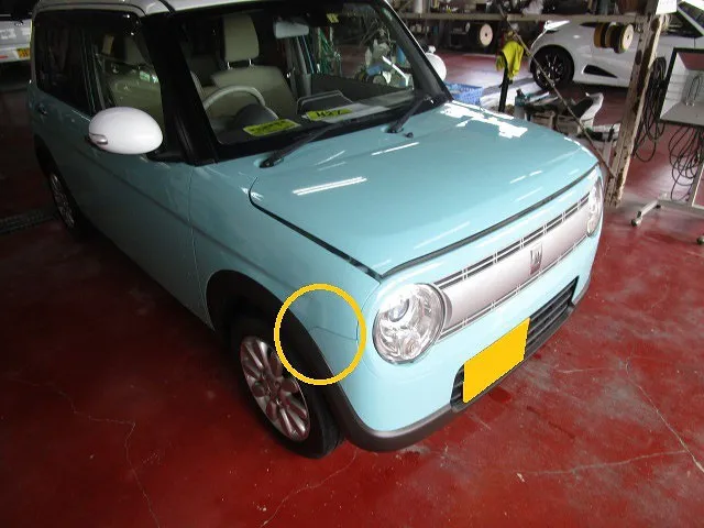 #ラパン　フェンダー錆・・早めの処置が吉でした　佐賀県・小城市・協和自動車　