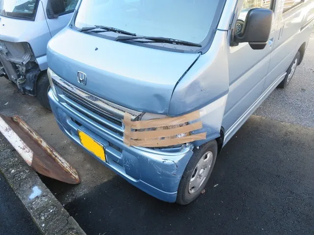 高知市 板金塗装 バモス ホンダ 左フロント部 ヘッドライト 損傷 事例