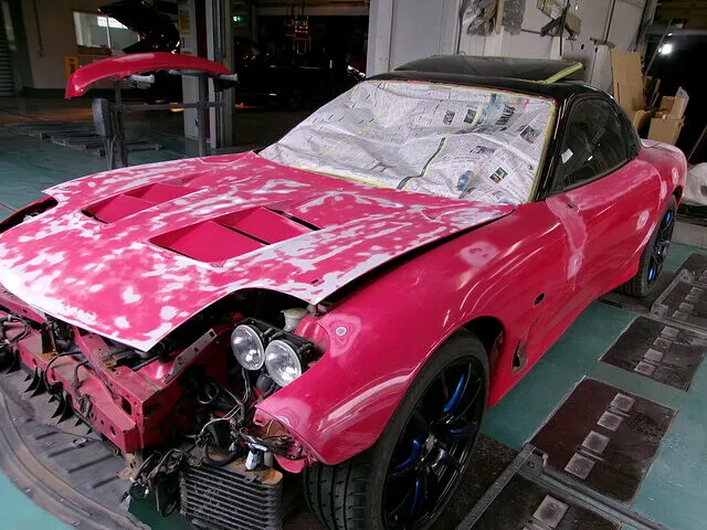 呉市　鈑金塗装　RX-7　全塗装