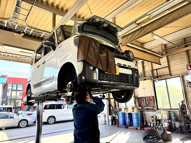 高松市　車検　バッテリー交換・エンジンオイル交換　スズキ スペーシアギア│車検・整備