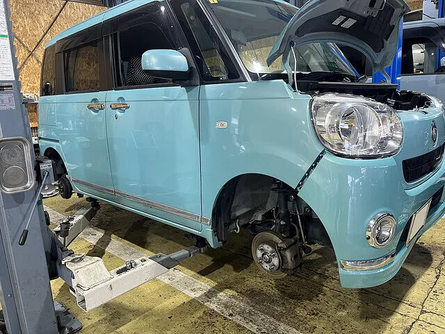 関市　車検・フロントバンパー交換　ダイハツ ムーヴキャンバス│車検・整備