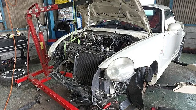 ダイハツ コペン　エンジンオイル漏れ修理　ガスケット交換・クラッチ交換｜豊橋市　修理・整備