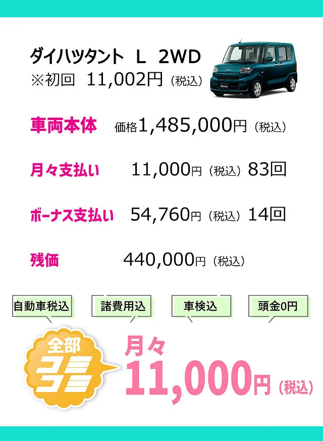 ダイハツタントのカーリース