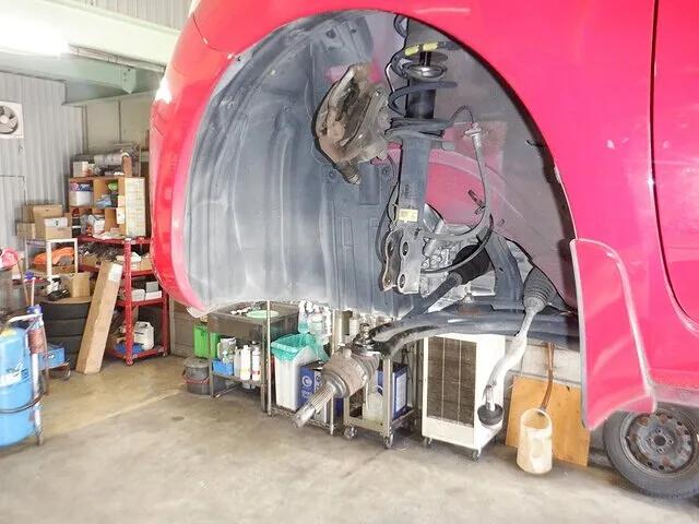 日産　マーチ　走行中異音　ハブベアリング取替　岐阜市　笠松町