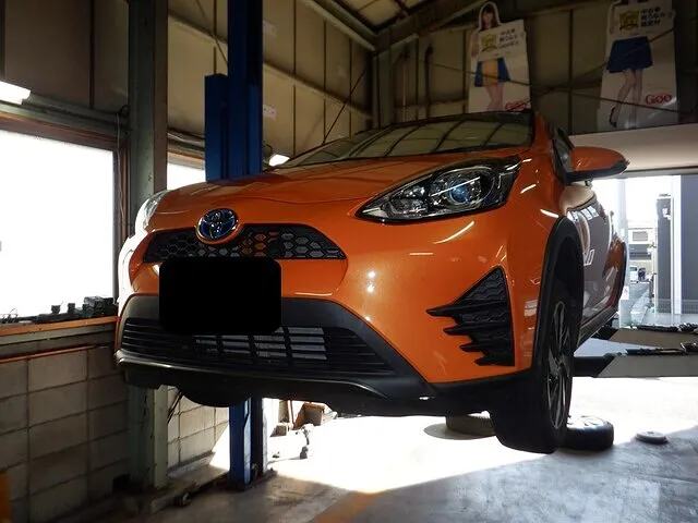 トヨタ　アクア　異音　リヤハブベアリング交換　笠松町　岐南町