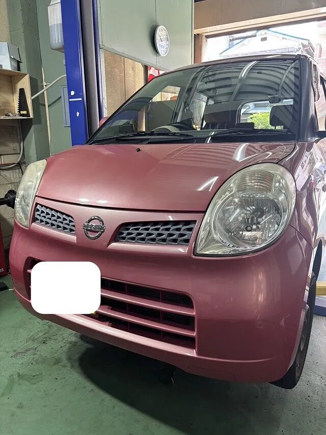 東大阪市　日産　モコ　車検　ブレーキパット交換　ブーツ交換