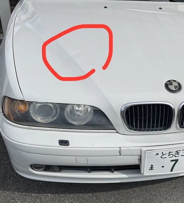 栃木市A様　BMW530 ボンネット凹み　デントリペア
