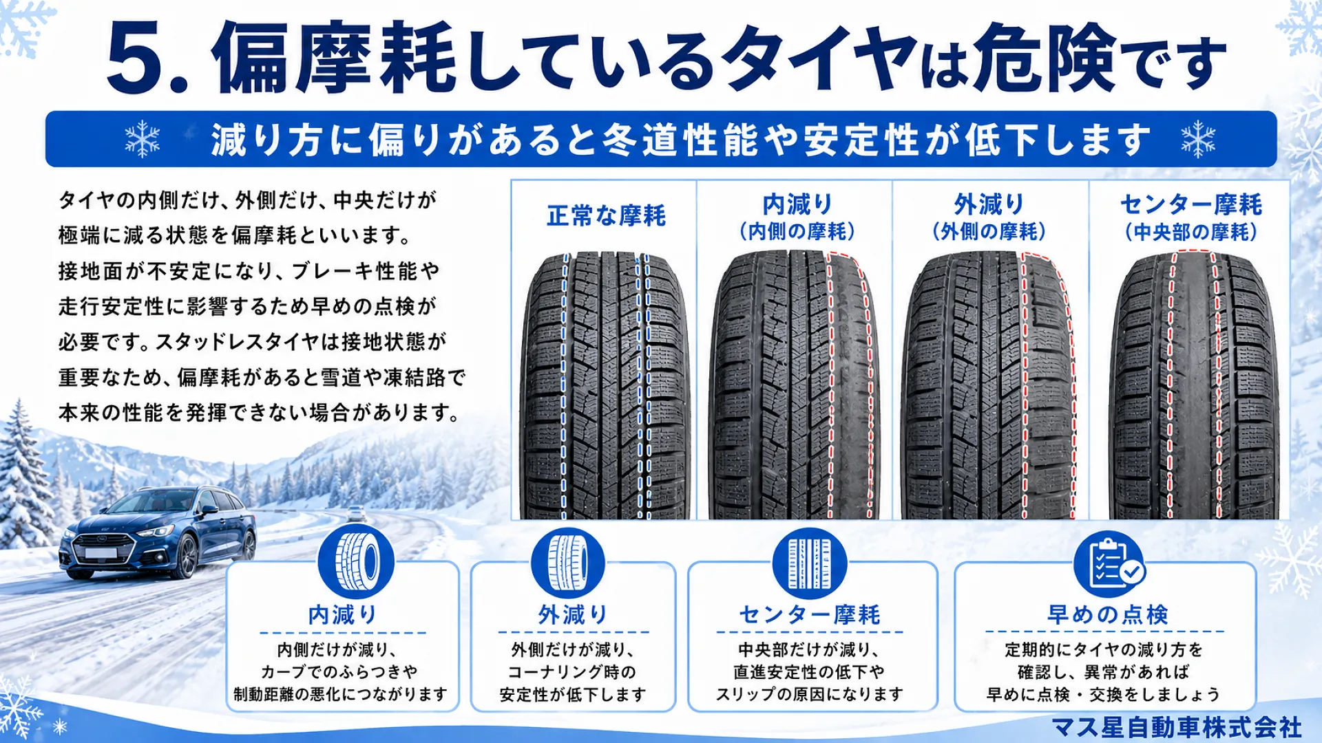 スタッドレスタイヤの寿命はどれぐらい？｜車検 高槻市