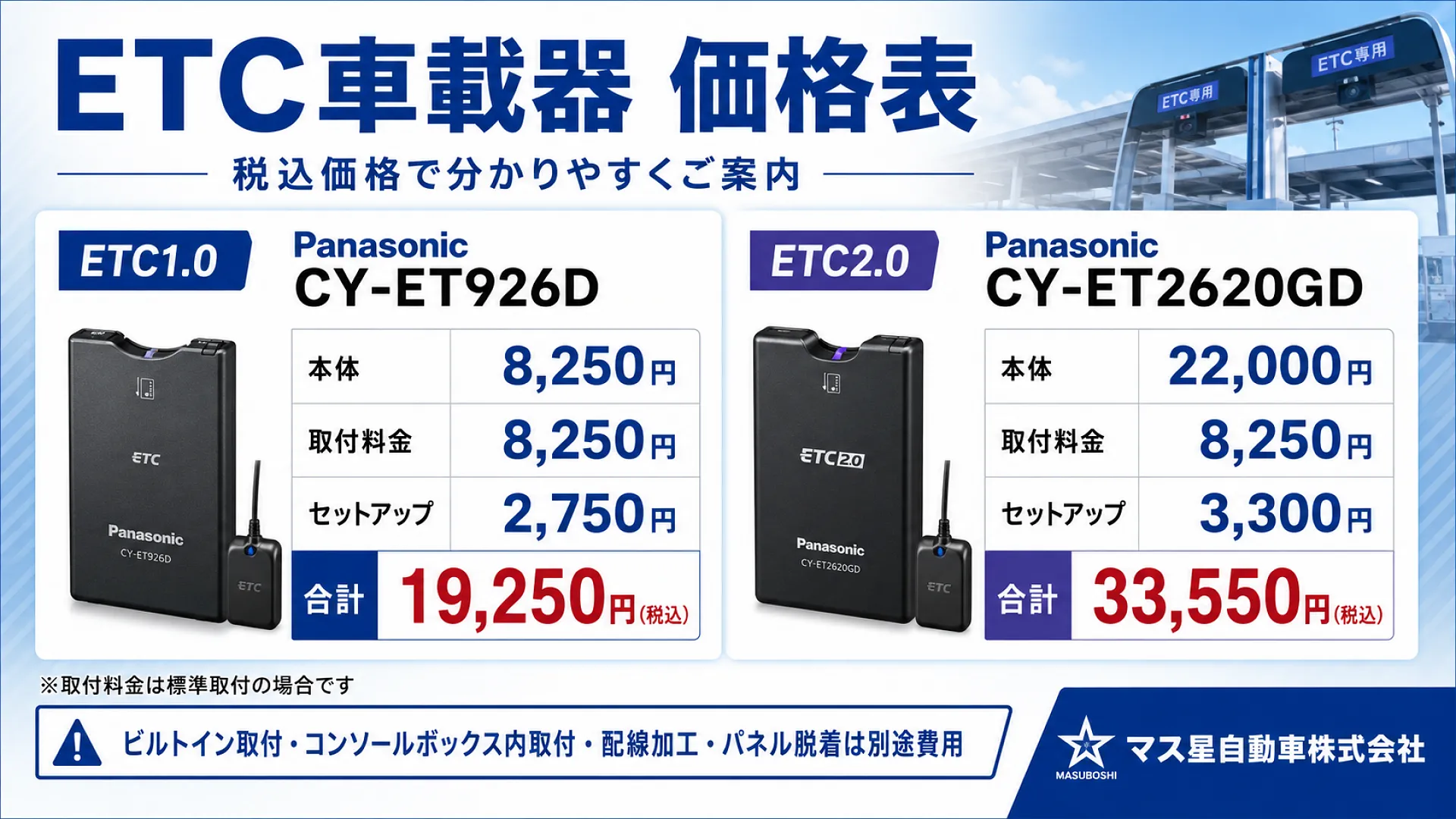 ETC車載器＆セットアップ 高槻市 カーベル大阪高槻店 マス星自動車