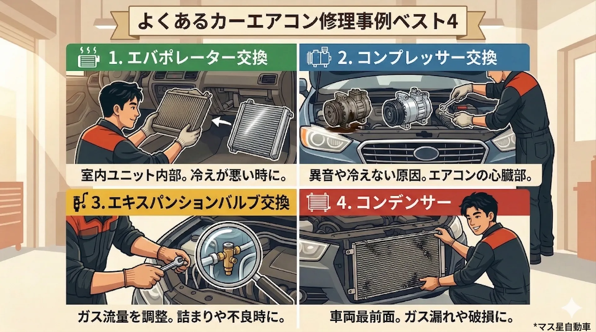 カーライフを全部リーズナブルに！車検も修理も｜高槻 マス星自動車